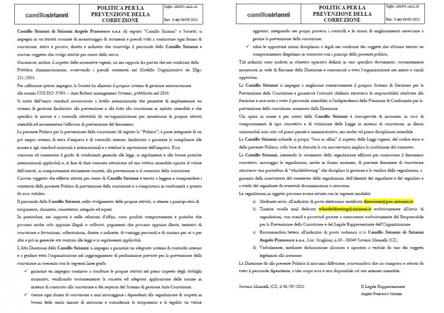 Certificazione di conformità alla Norma UNI ISO 37001 - Anti Bribery management Systems